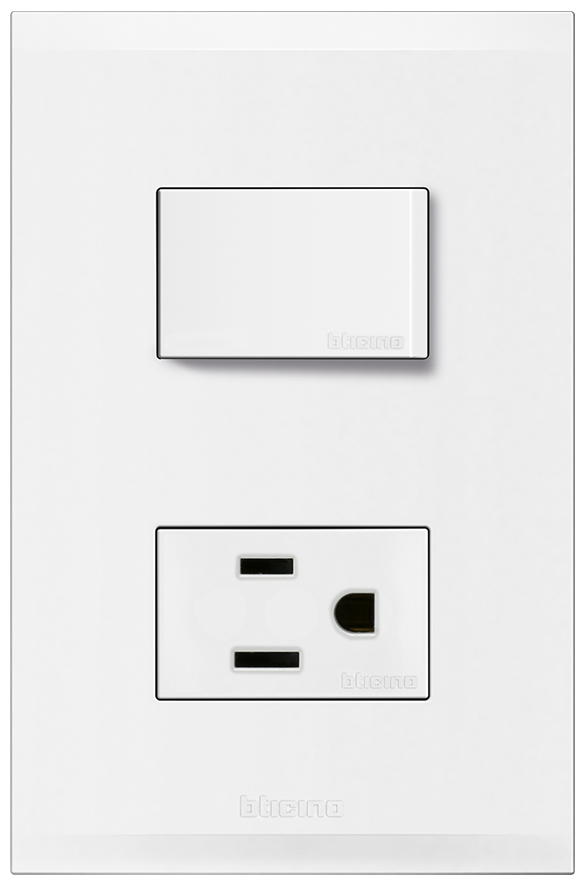 Placa con 1 interruptor y 1 tomacorriente