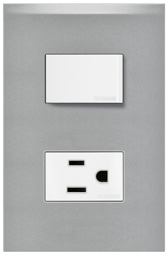 Placa con 1 interruptor sencillo y 1 tomacorriente